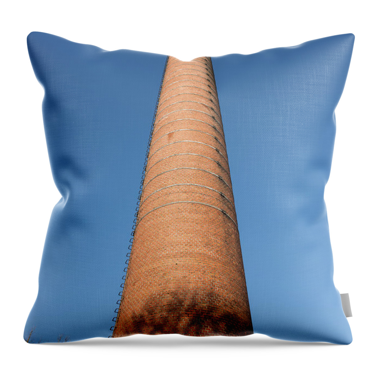Chimney Throw Pillow featuring the photograph High Chimney At Blue Sky by Compuinfoto 