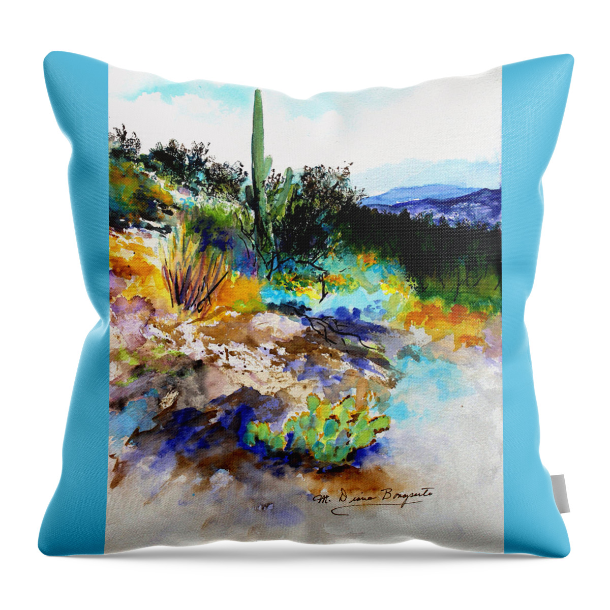 Southwest Throw Pillow featuring the painting High Desert Scene #1 by M Diane Bonaparte