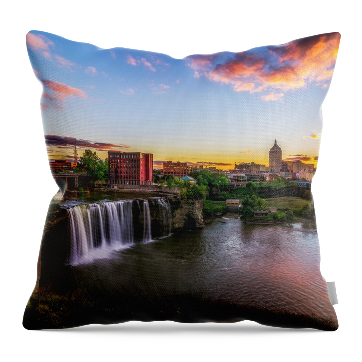 Mark Papke Throw Pillow featuring the photograph High Falls Rochester NY by Mark Papke