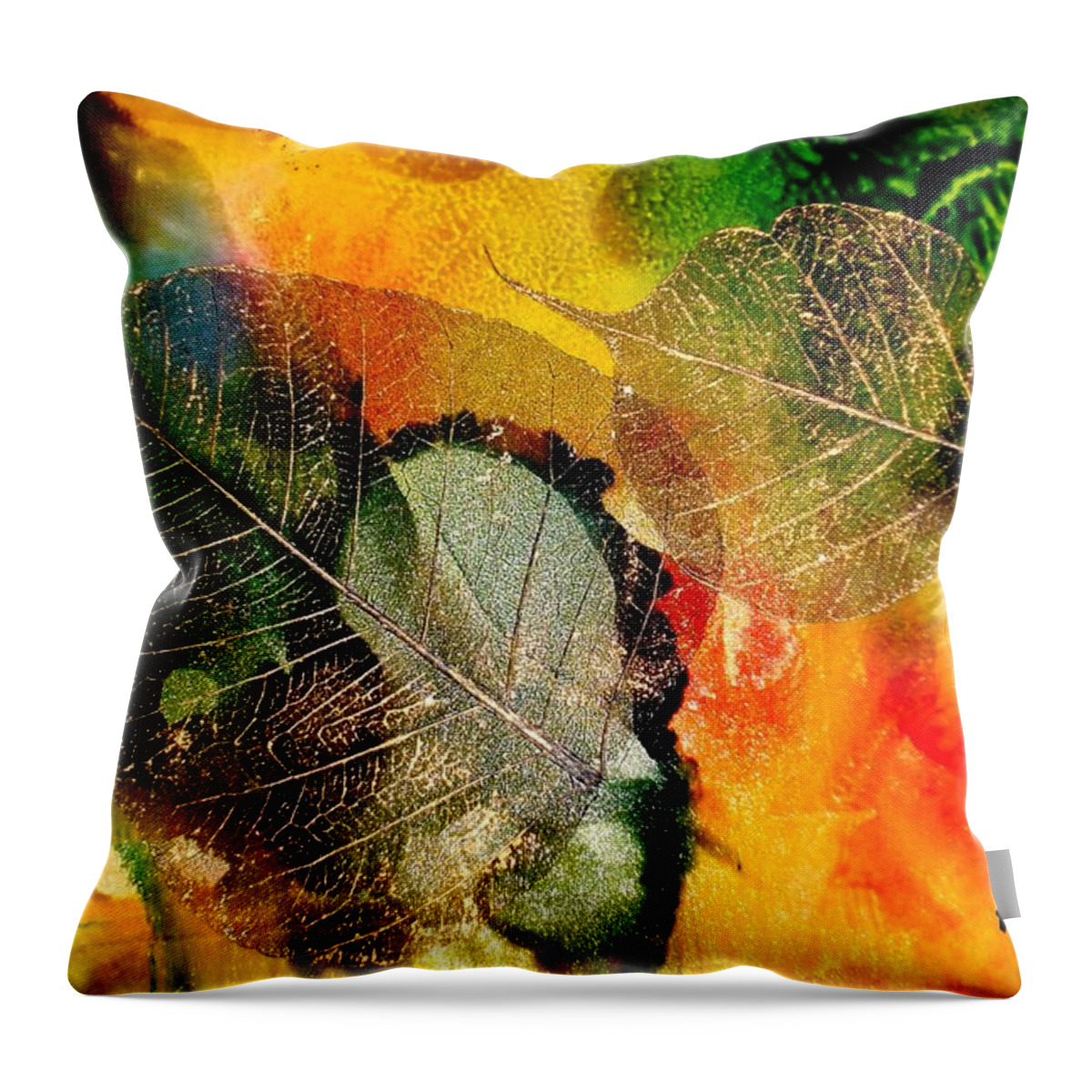 Abstract Throw Pillow featuring the mixed media High on Nature by Susan Kubes
