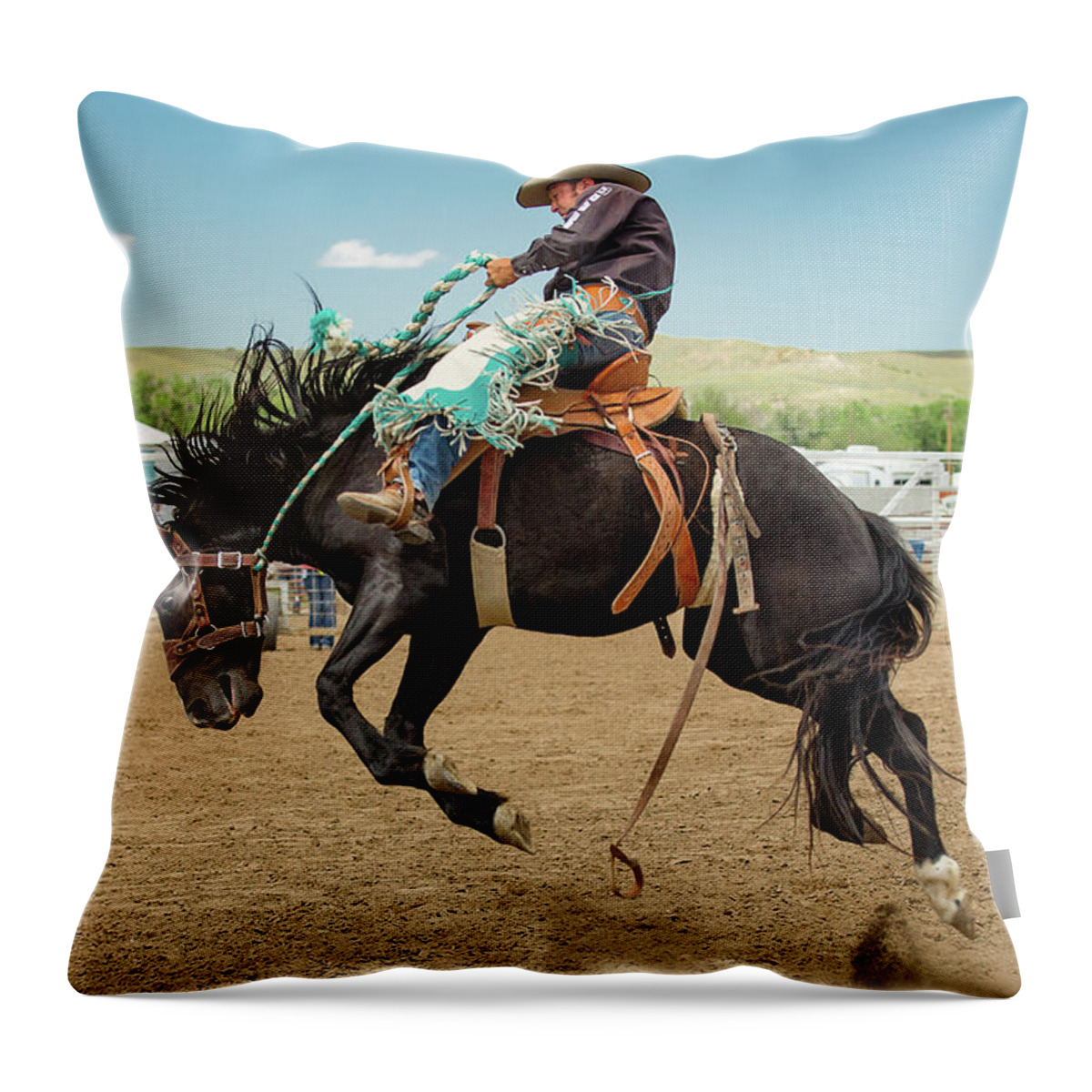 Rodeo Throw Pillow featuring the photograph High Ride by Todd Klassy