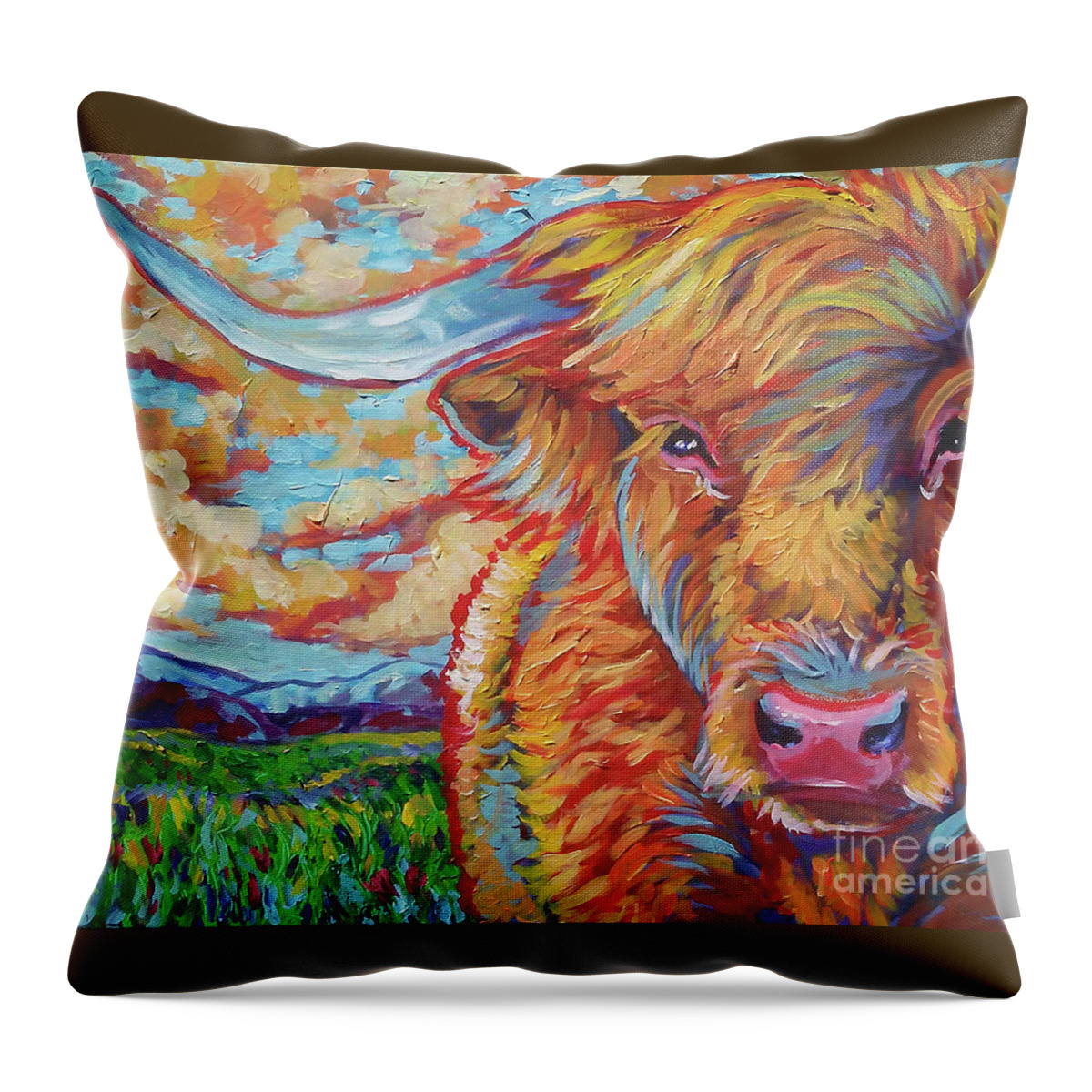 Highland Throw Pillow featuring the painting Highland Breeze by Jenn Cunningham