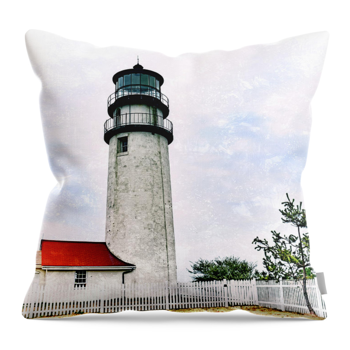 Highland Lighthouse Throw Pillow featuring the photograph Highland Lighthouse Cape Cod by Marianne Campolongo