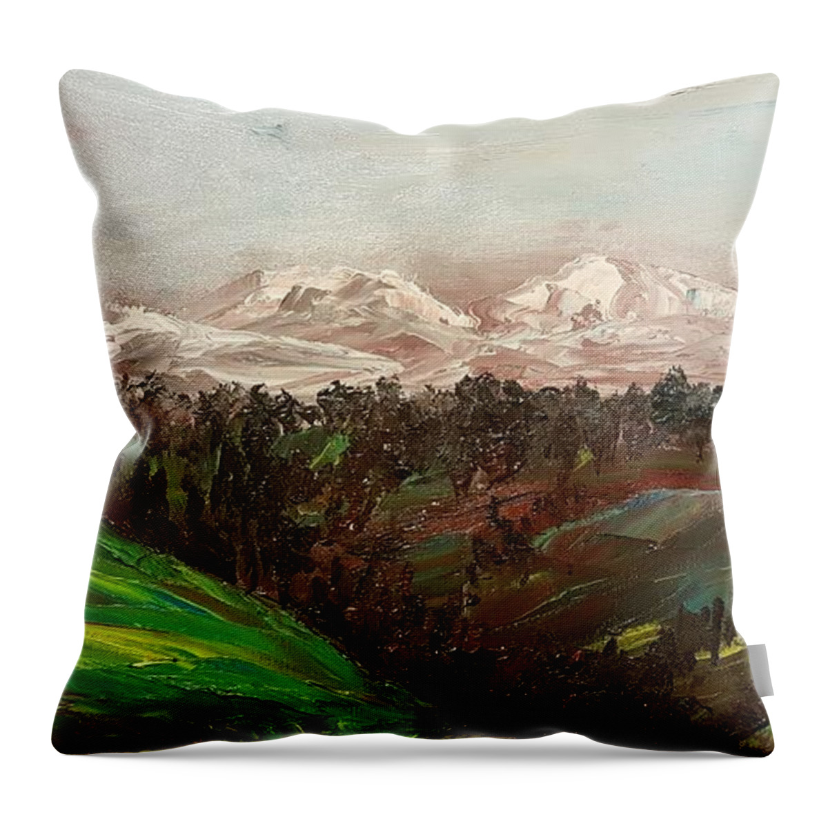 Mountains Throw Pillow featuring the painting Highway 2 Going to Butte by Cheryl Nancy Ann Gordon