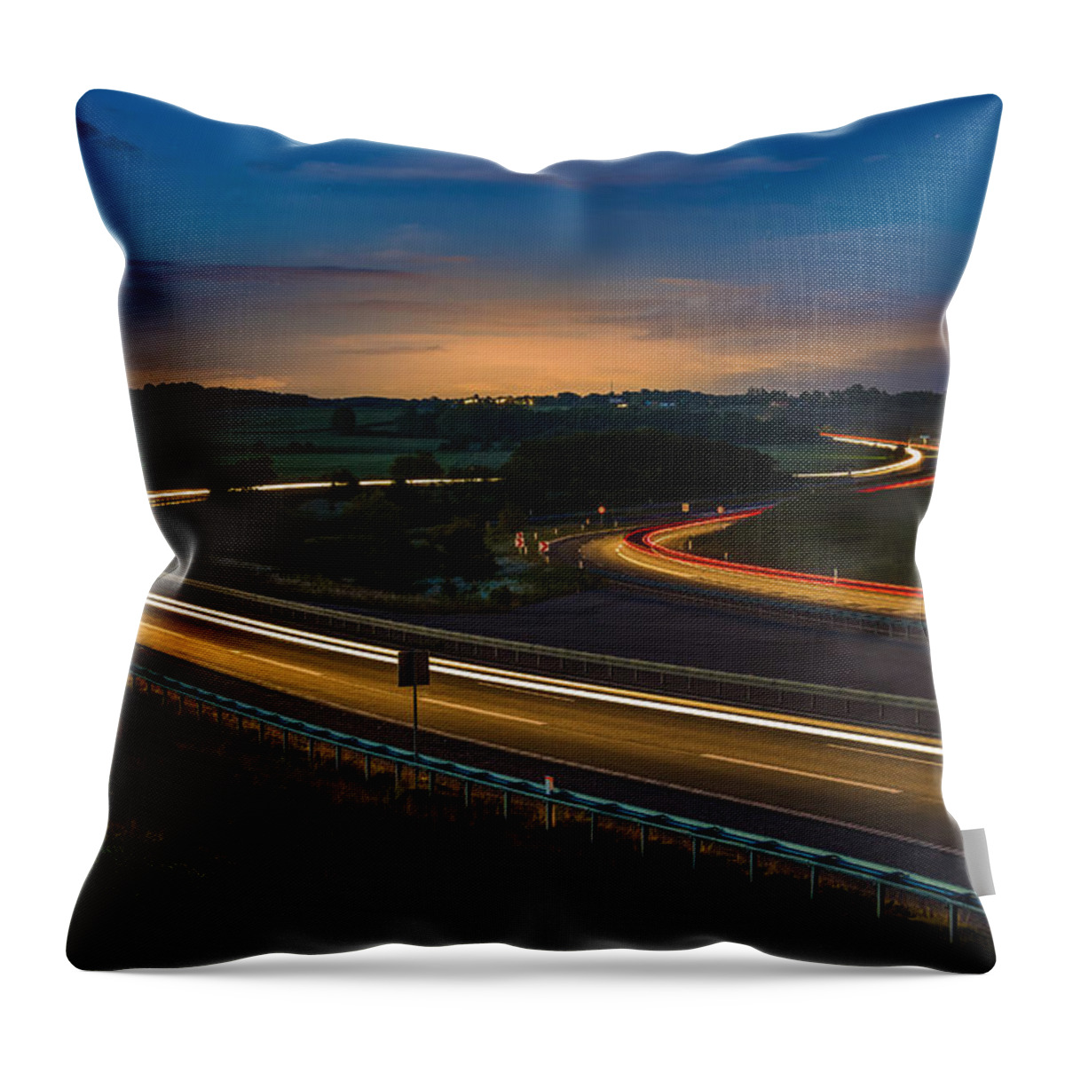 Night Throw Pillow featuring the photograph Highway by Elmer Jensen