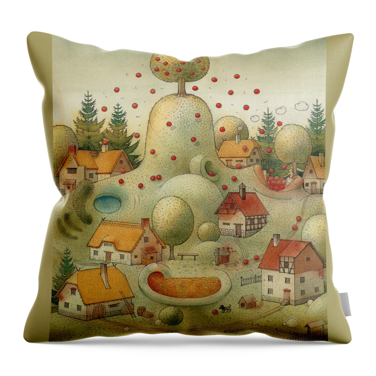 Hill Throw Pillow featuring the painting Hill by Kestutis Kasparavicius