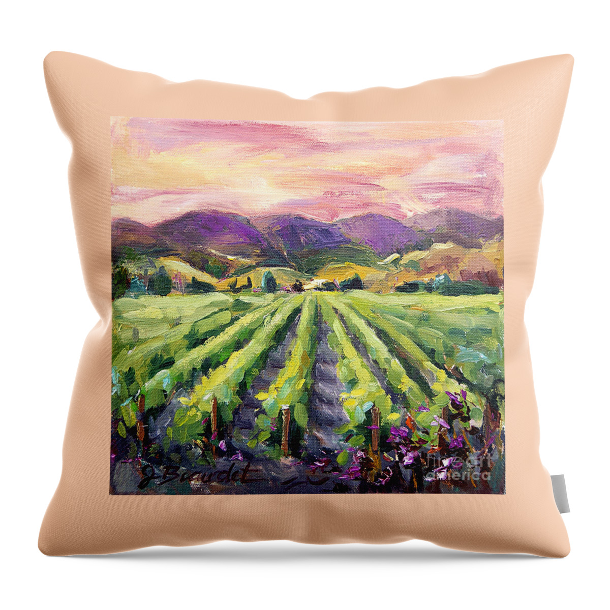 Impressionist Landscape Throw Pillow featuring the painting Hills of Fire by Jennifer Beaudet
