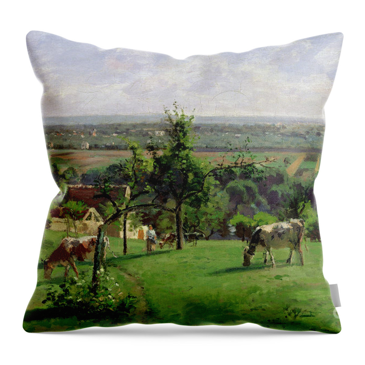 Camille Pissarro Throw Pillow featuring the painting Hillside of Vesinet by Camille Pissarro