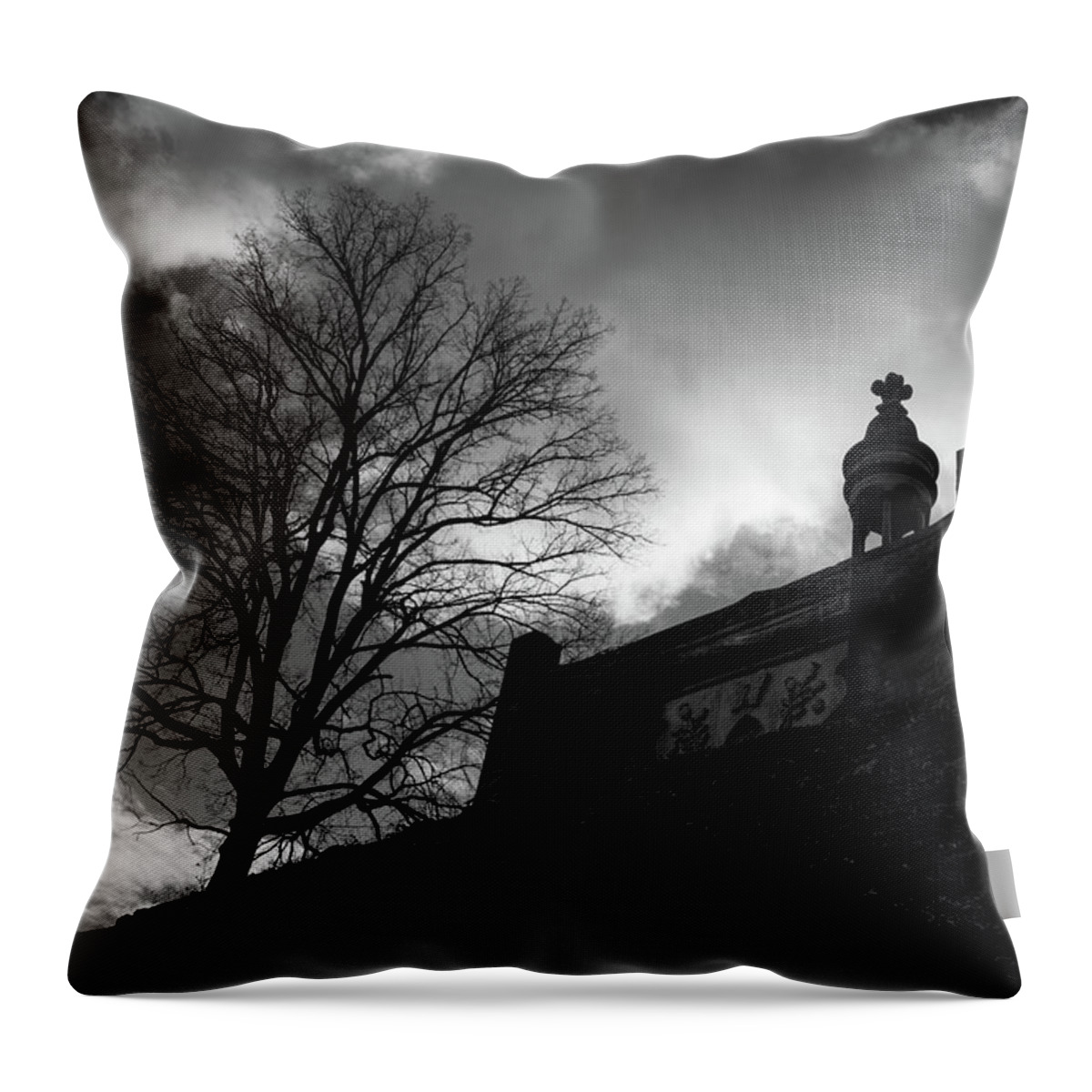 Cemetery Throw Pillow featuring the photograph Hilltop Memorial by James L Bartlett