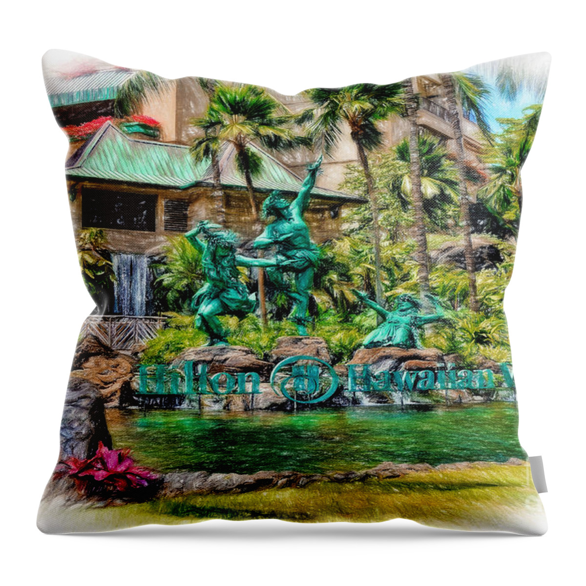 Hawaii Throw Pillow featuring the photograph Hilton Hawaiian Village Waikiki Beach Resort by Sue Melvin
