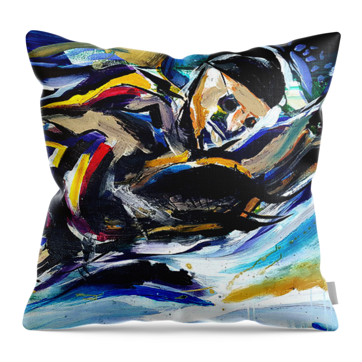 Swim Throw Pillow featuring the painting Him Swim by John Gholson