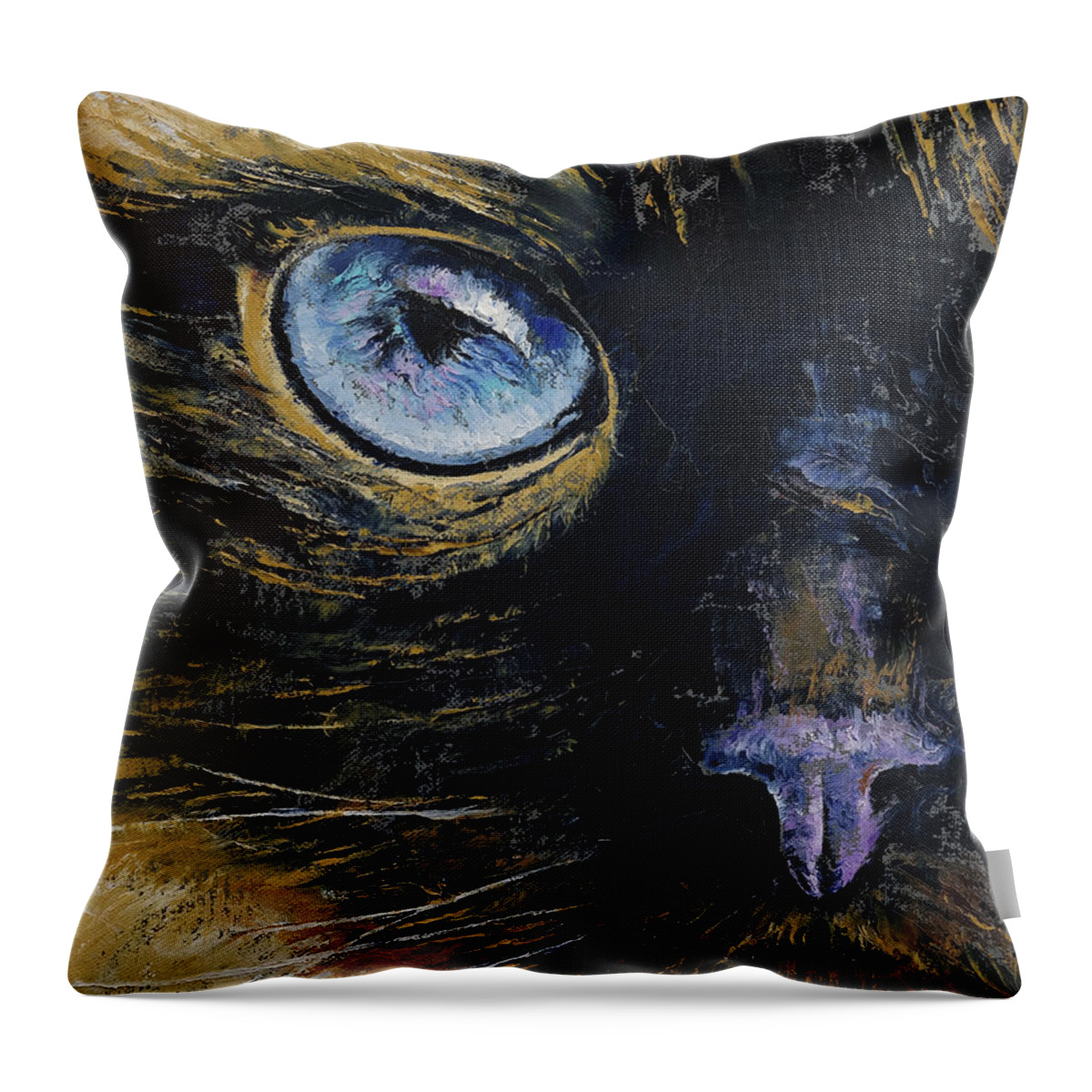 Cat Throw Pillow featuring the painting Burmese Cat by Michael Creese