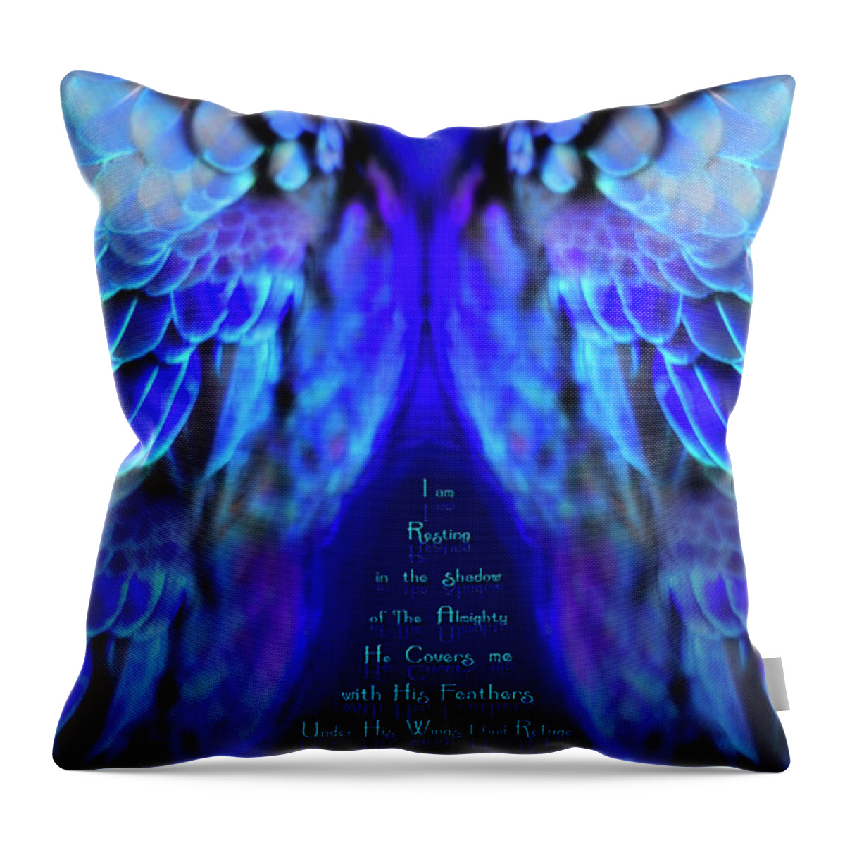 Wings Throw Pillow featuring the mixed media Psalm 91 Wings 2 by Constance Woods