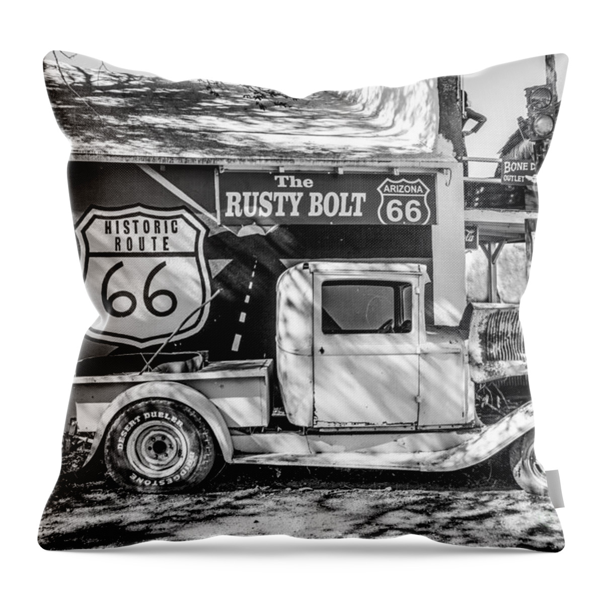 Route 66 Throw Pillow featuring the photograph Historic 66 Roadside by Anthony Sacco