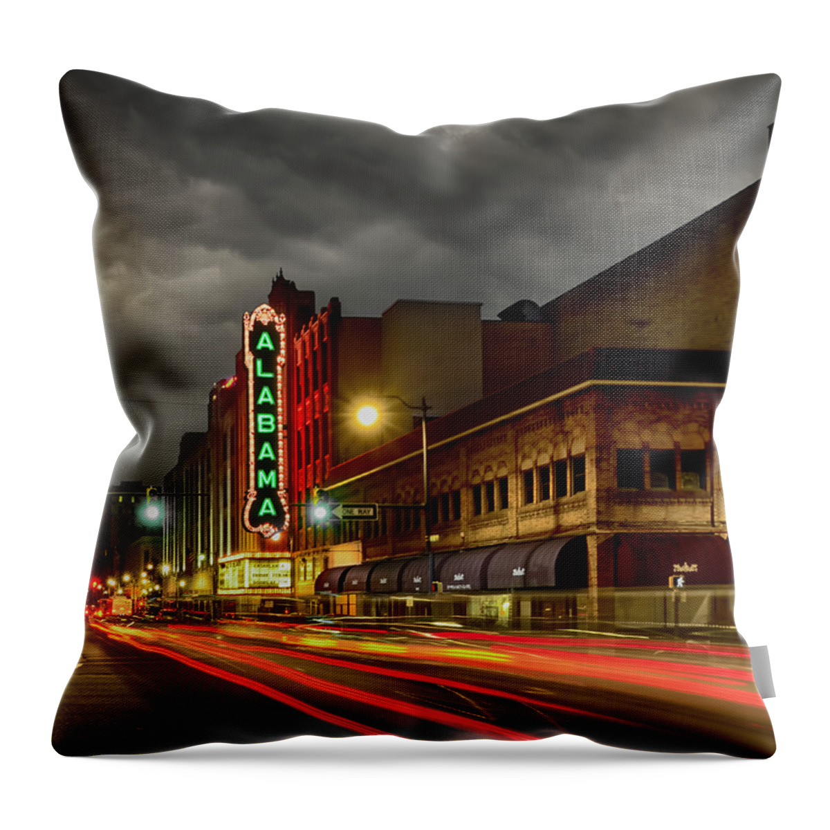 Alabama Theater Throw Pillow featuring the photograph Historic Alabama Theater by Steven Michael