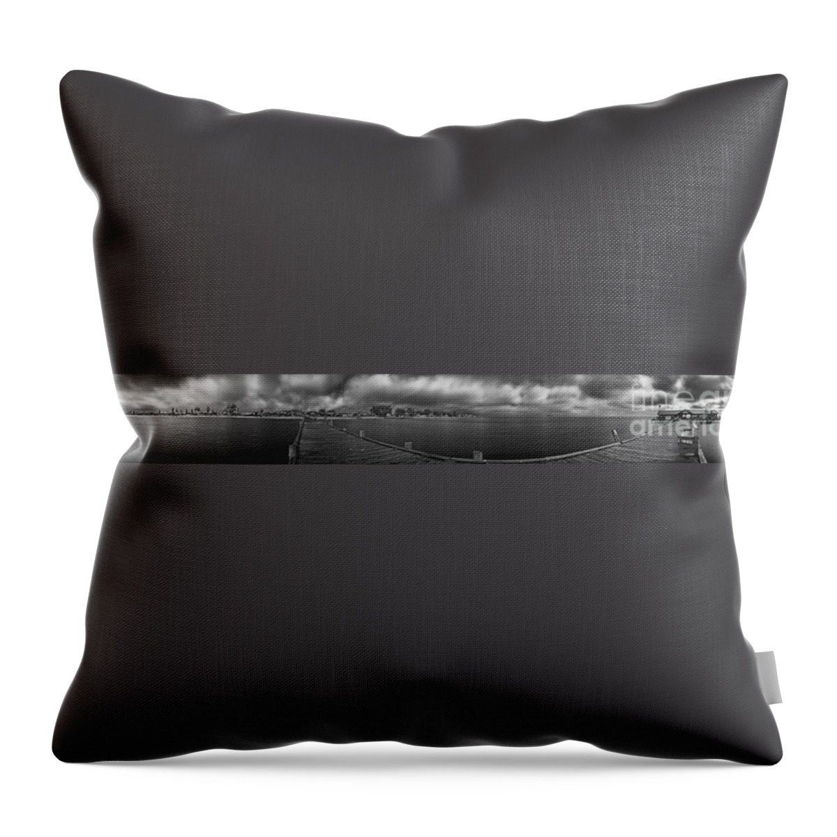 Panorama Throw Pillow featuring the photograph Historic Anna Maria City Pier in Infrared by Rolf Bertram