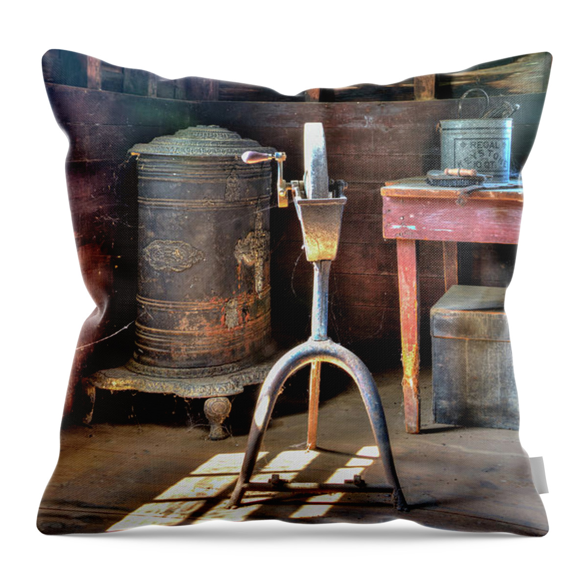 Workshop Throw Pillow featuring the photograph Historic Barn Workshop by Gary Slawsky