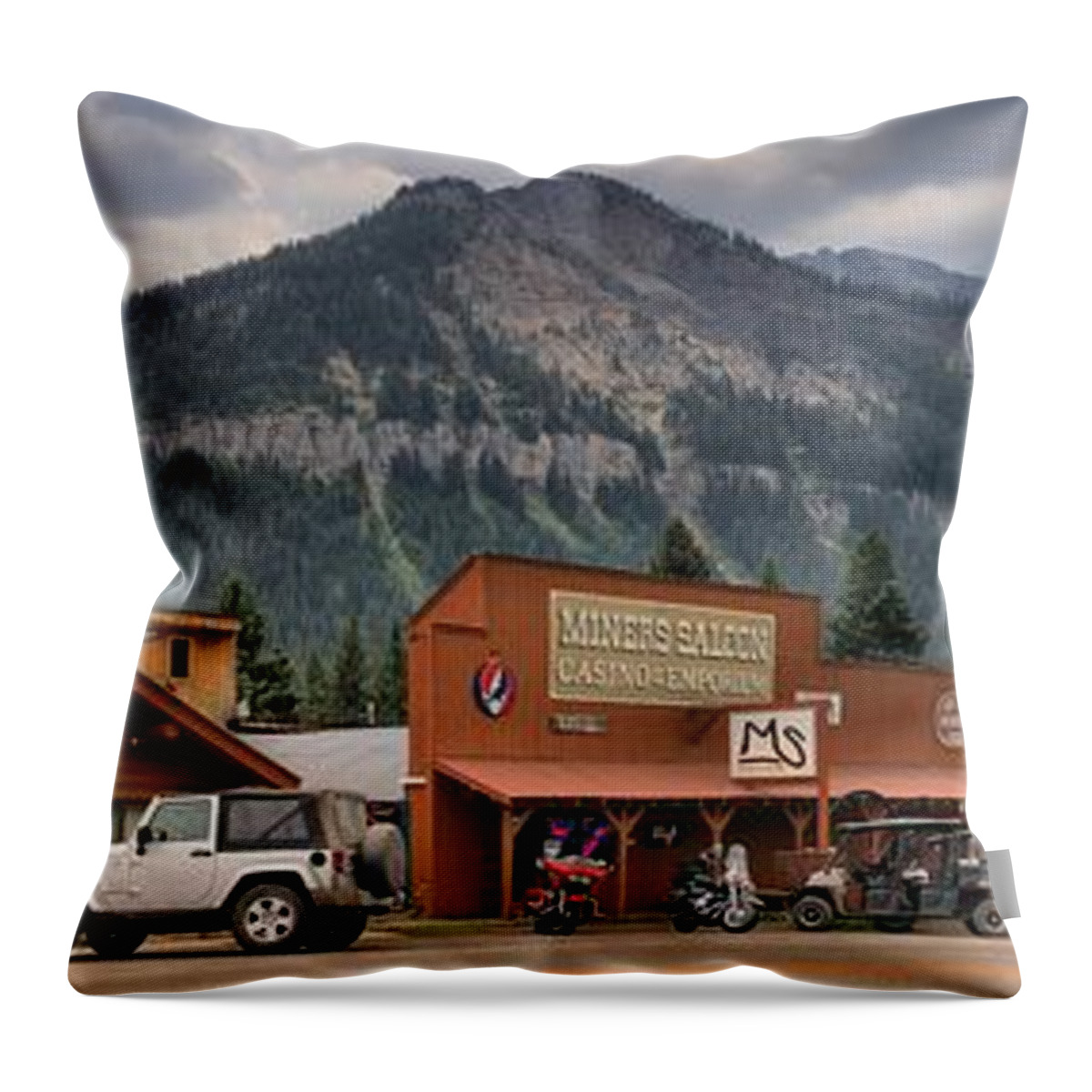 Cooke City Throw Pillow featuring the photograph Historic Cooke City Panorama by Adam Jewell