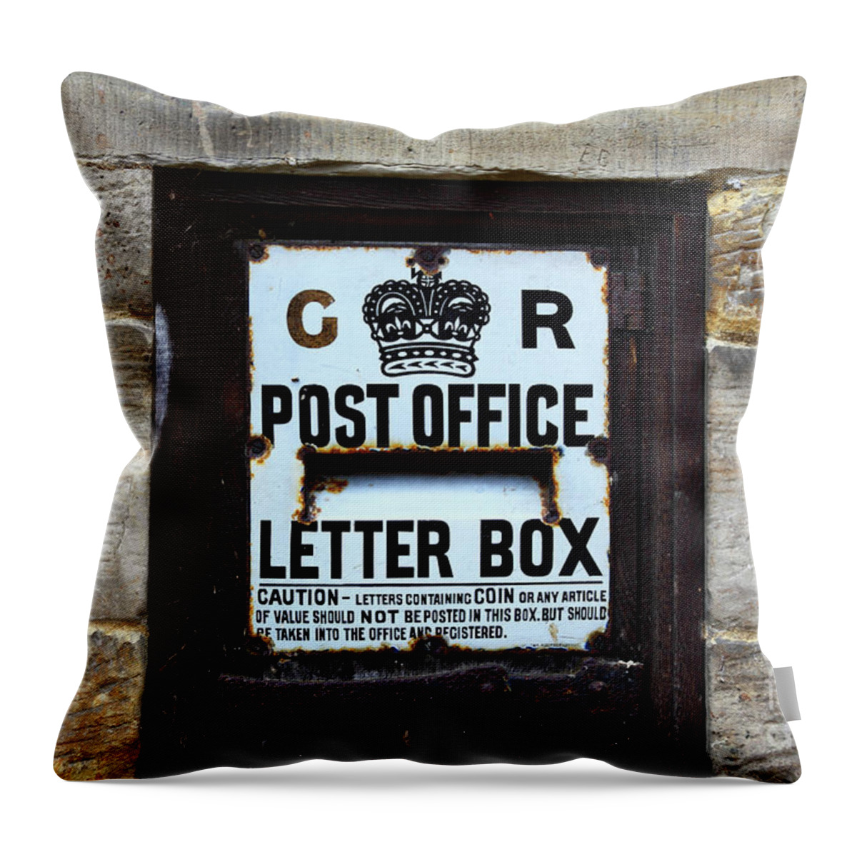Postbox Throw Pillow featuring the photograph Historic Georgian Letter Box Detail by James Brunker