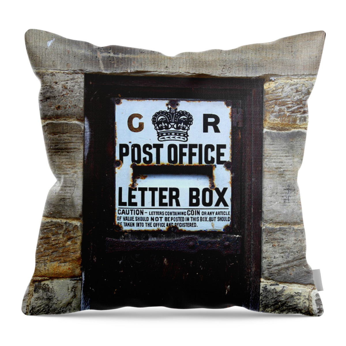 Mailbox Throw Pillow featuring the photograph Historic Georgian Post Box by James Brunker