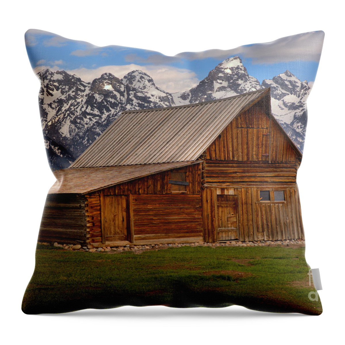 Moulton Barn Throw Pillow featuring the photograph Historic Moulton Barn by Adam Jewell