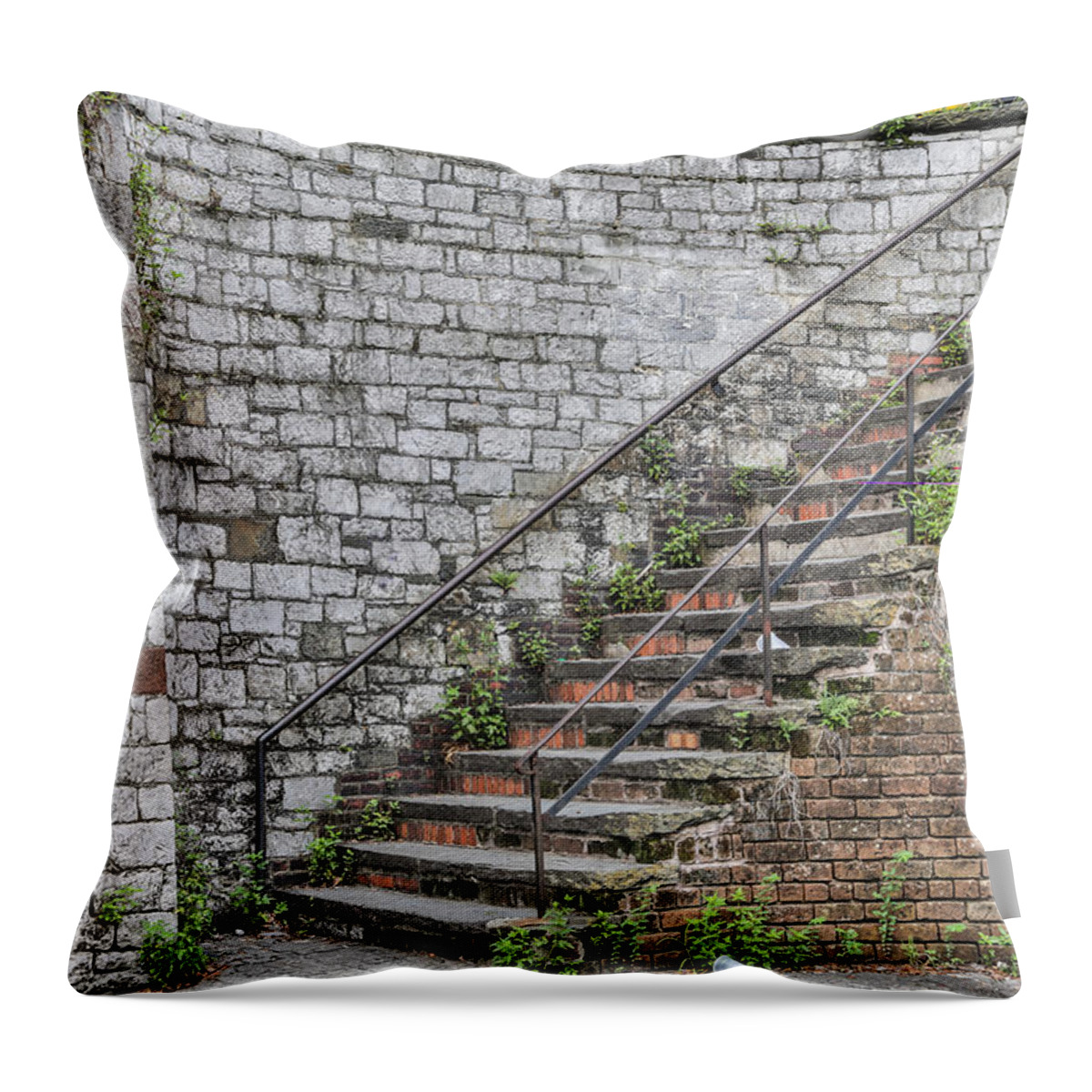 Savannah Throw Pillow featuring the photograph Historic Steps by Jimmy McDonald