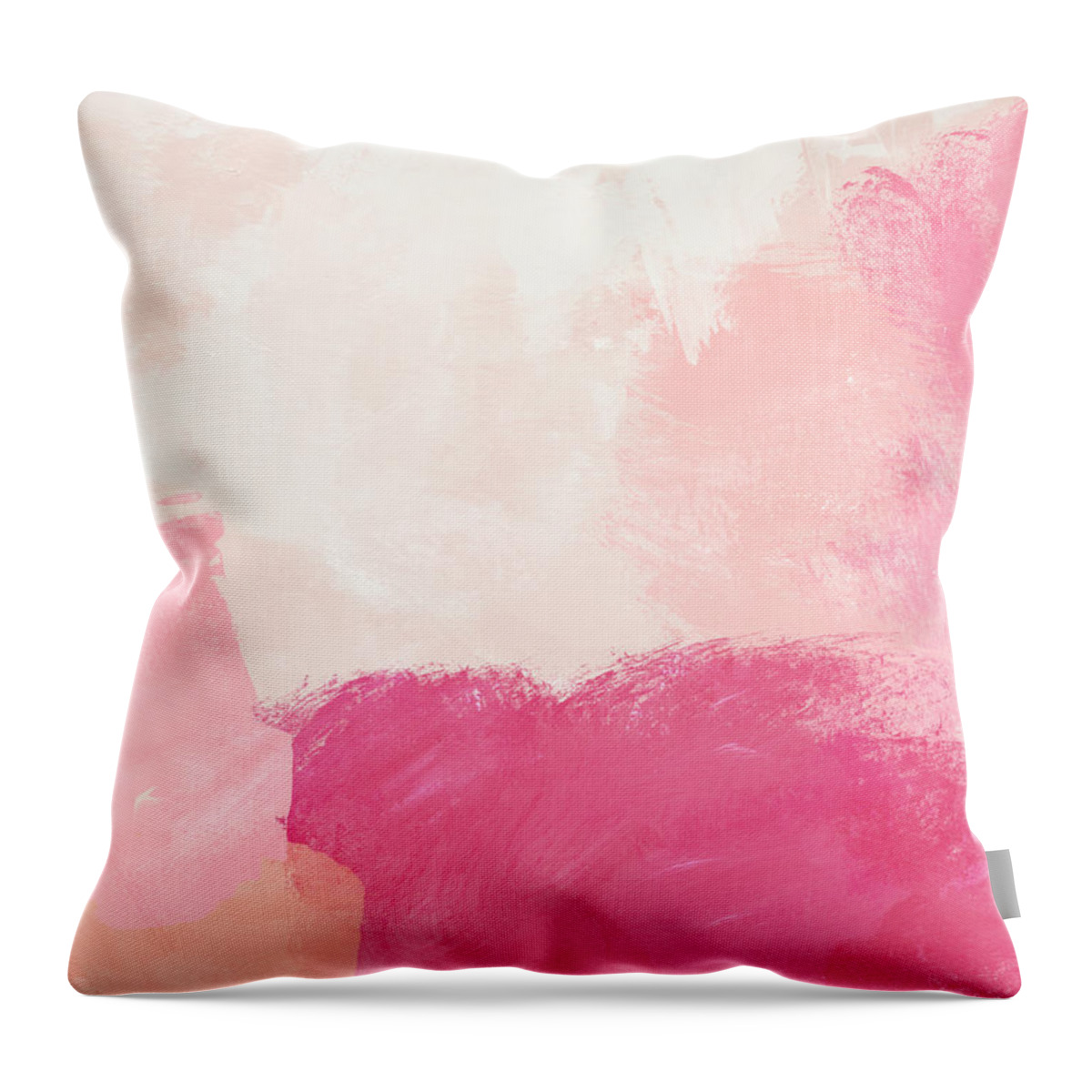 Abstract Throw Pillow featuring the mixed media History of Pink- Abstract Art by Linda Woods by Linda Woods