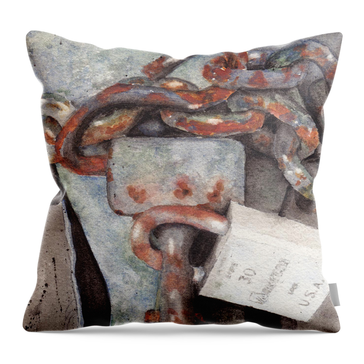 Lock Throw Pillow featuring the painting Hitch Lock by Ken Powers
