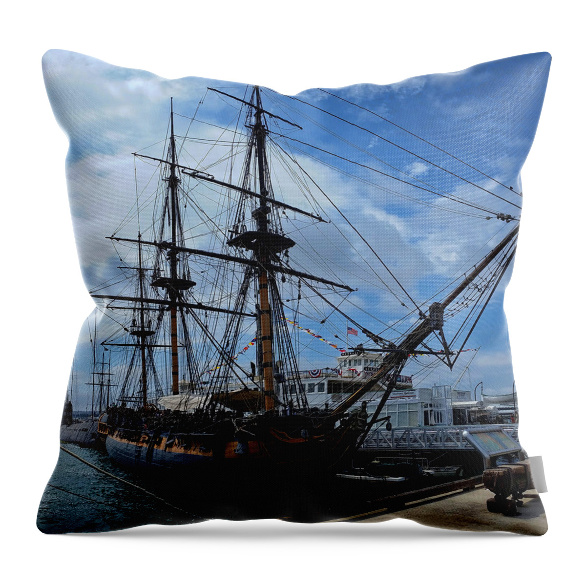 California Throw Pillow featuring the photograph HMS Surprise 2 by Tommy Anderson