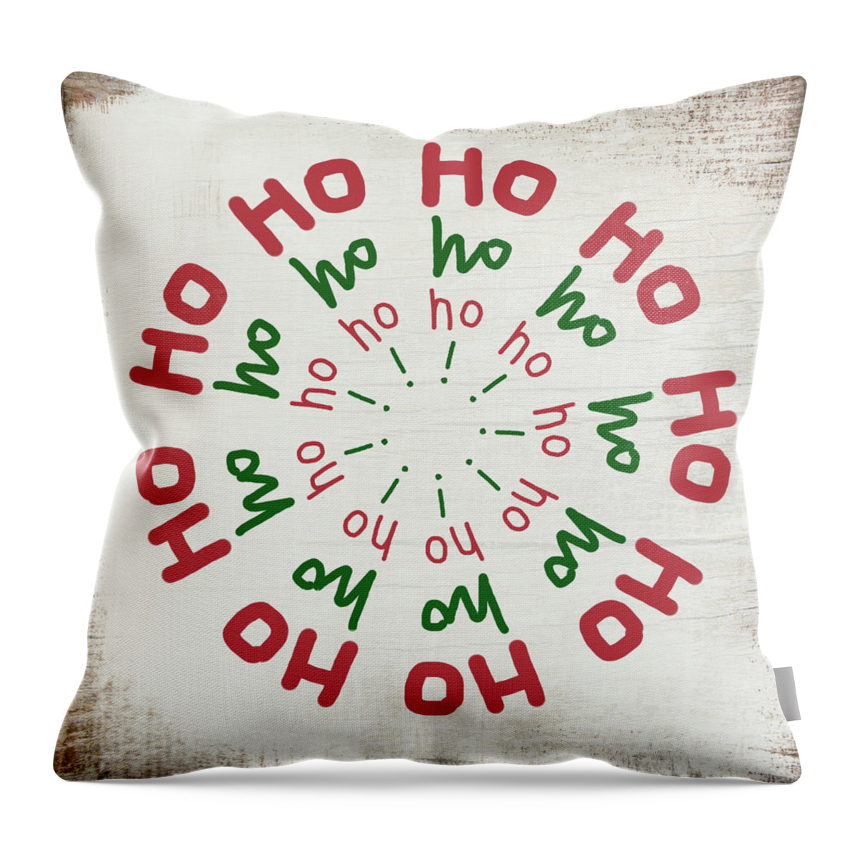 Christmas Throw Pillow featuring the mixed media Ho Ho Ho Wreath- Art by Linda Woods by Linda Woods
