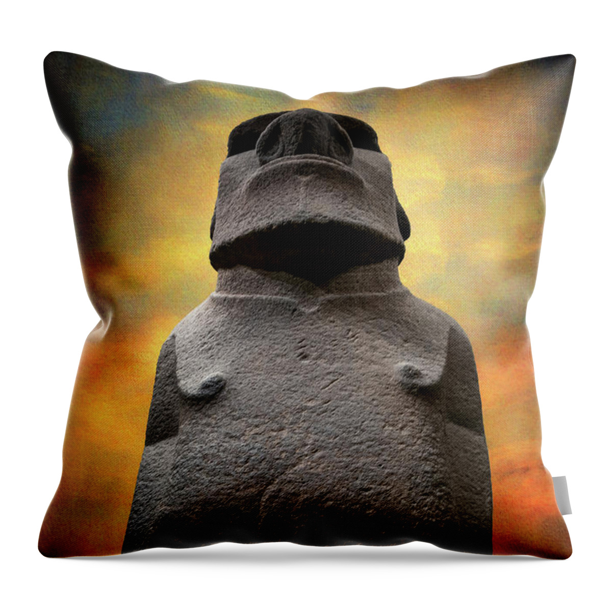 Easter Island Moai Throw Pillow featuring the photograph Hoa Hakananaia by Adrian Evans