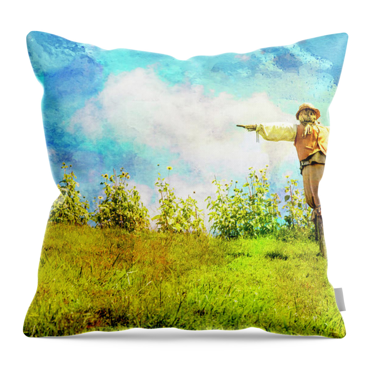 Hobbits Throw Pillow featuring the photograph Hobbit Scarecrow by Kathryn McBride