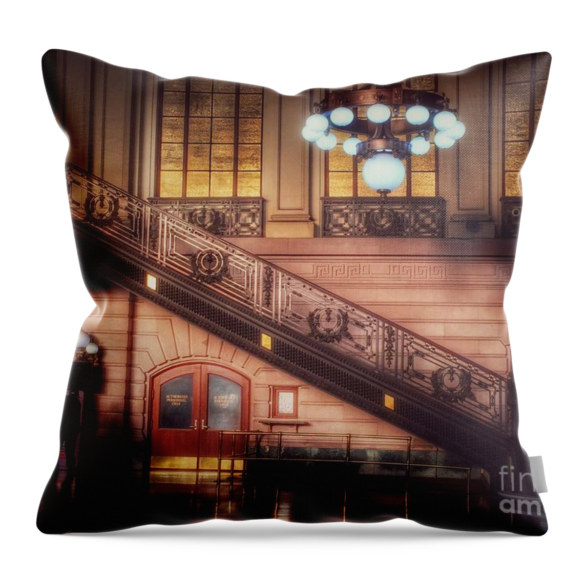 Hoboken Train Station Throw Pillow featuring the photograph Hoboken Train Station - Vintage Beauty of New Jersey by Miriam Danar