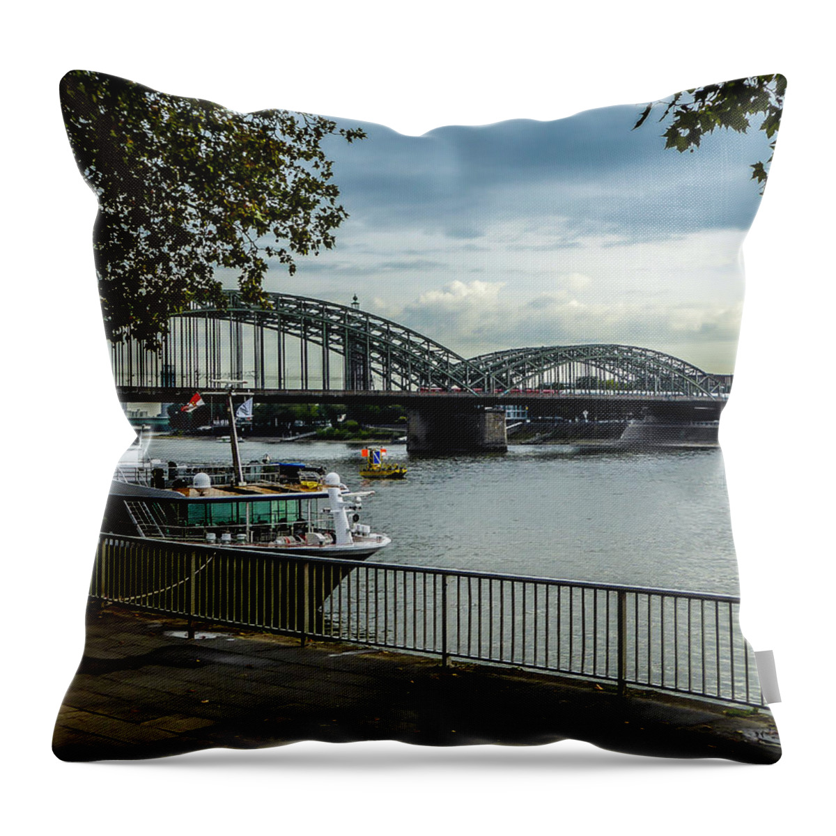 Hohenzollern Bridge Throw Pillow featuring the photograph Hohenzollern Bridge - Cologne by Pamela Newcomb