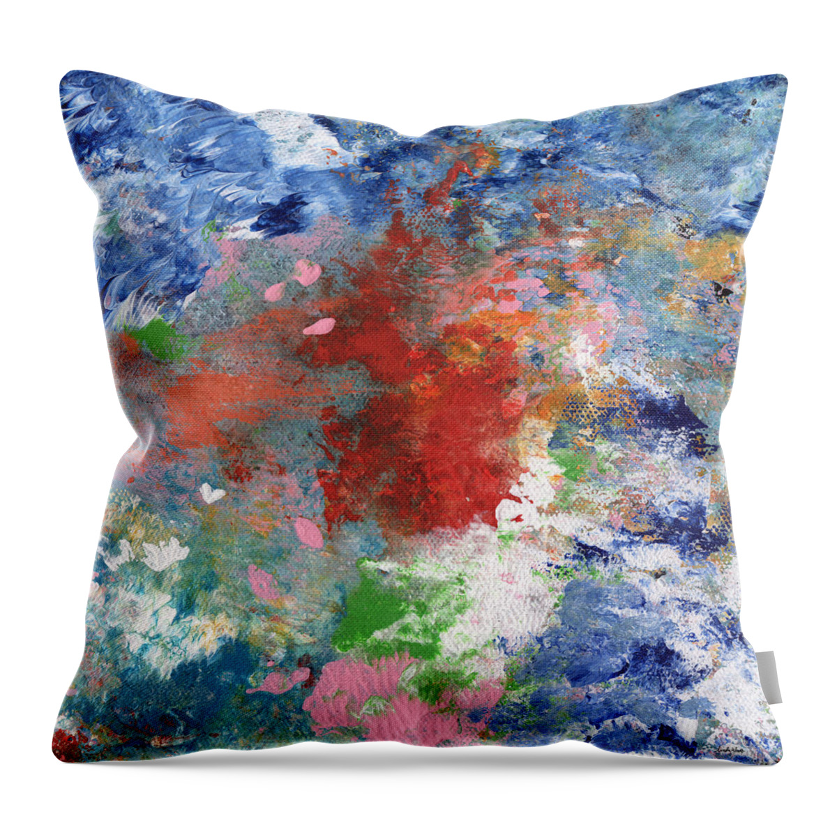 Expressionist Throw Pillow featuring the painting Holding On- Abstract Art by Linda Woods by Linda Woods