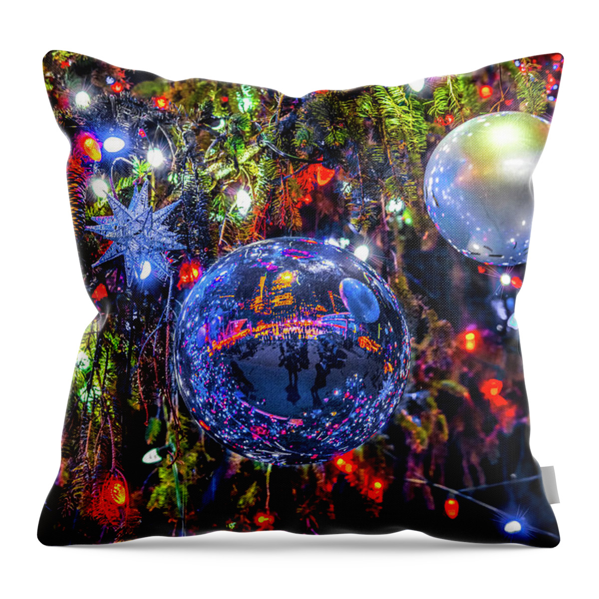 Christmas Throw Pillow featuring the photograph Holiday Tree Ornaments by Chris Lord