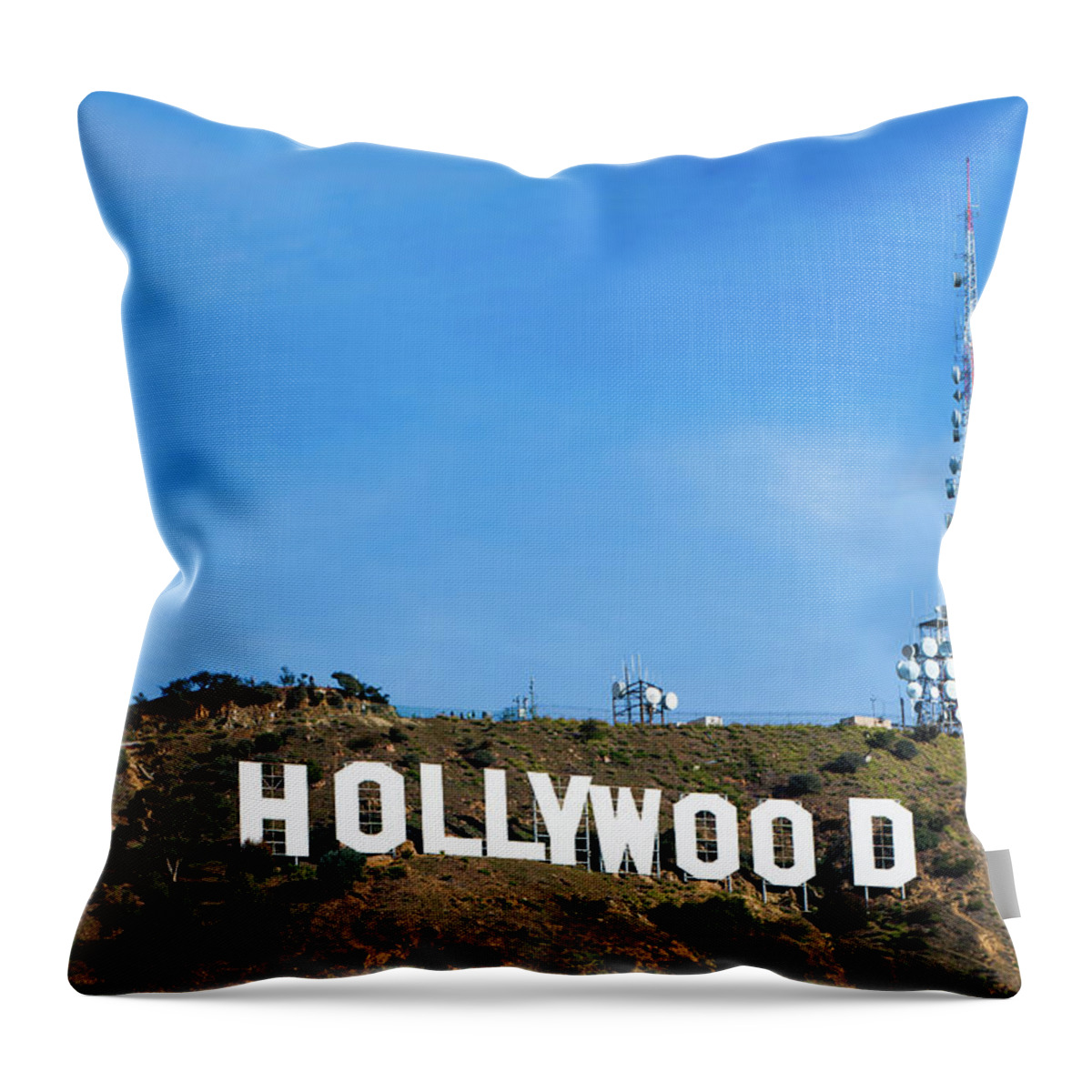 Hollywood Sign Throw Pillow featuring the photograph Hollywood Hills - Los Angeles California by Gregory Ballos