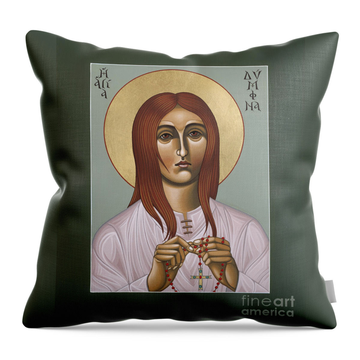 Holy Martyr St Dymphna Of Ireland Throw Pillow featuring the painting Holy Martyr St Dymphna of Ireland 086 by William Hart McNichols