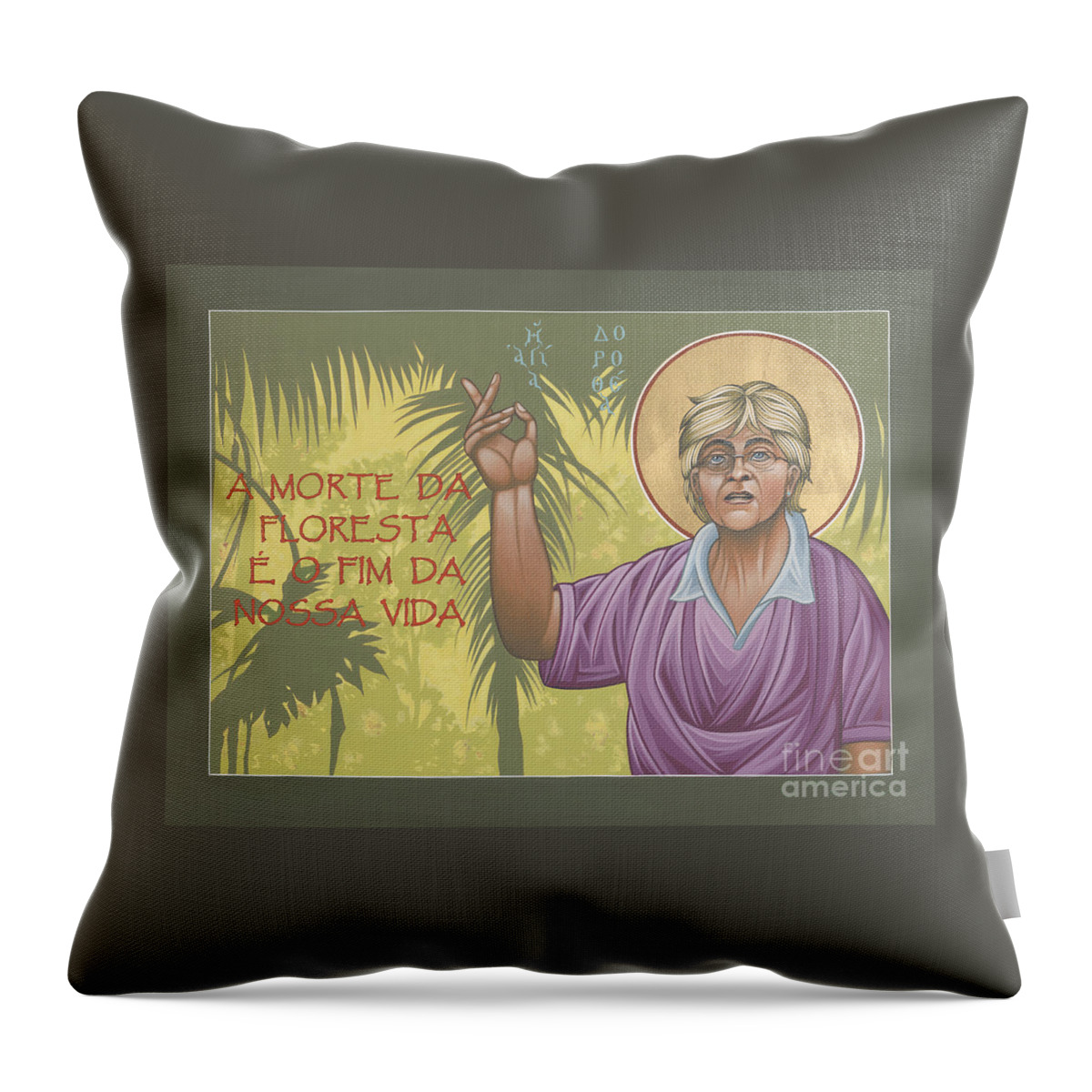 Holy Passion Bearer Dorothy Stang Throw Pillow featuring the painting Holy Passion Bearer Dorothy Stang 163 by William Hart McNichols