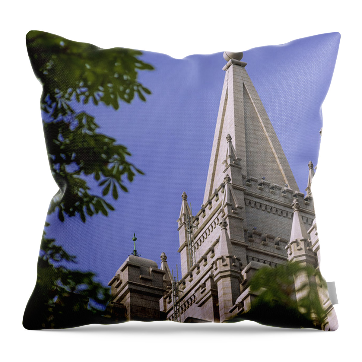 Mormon Throw Pillow featuring the photograph Holy Temple by Chad Dutson