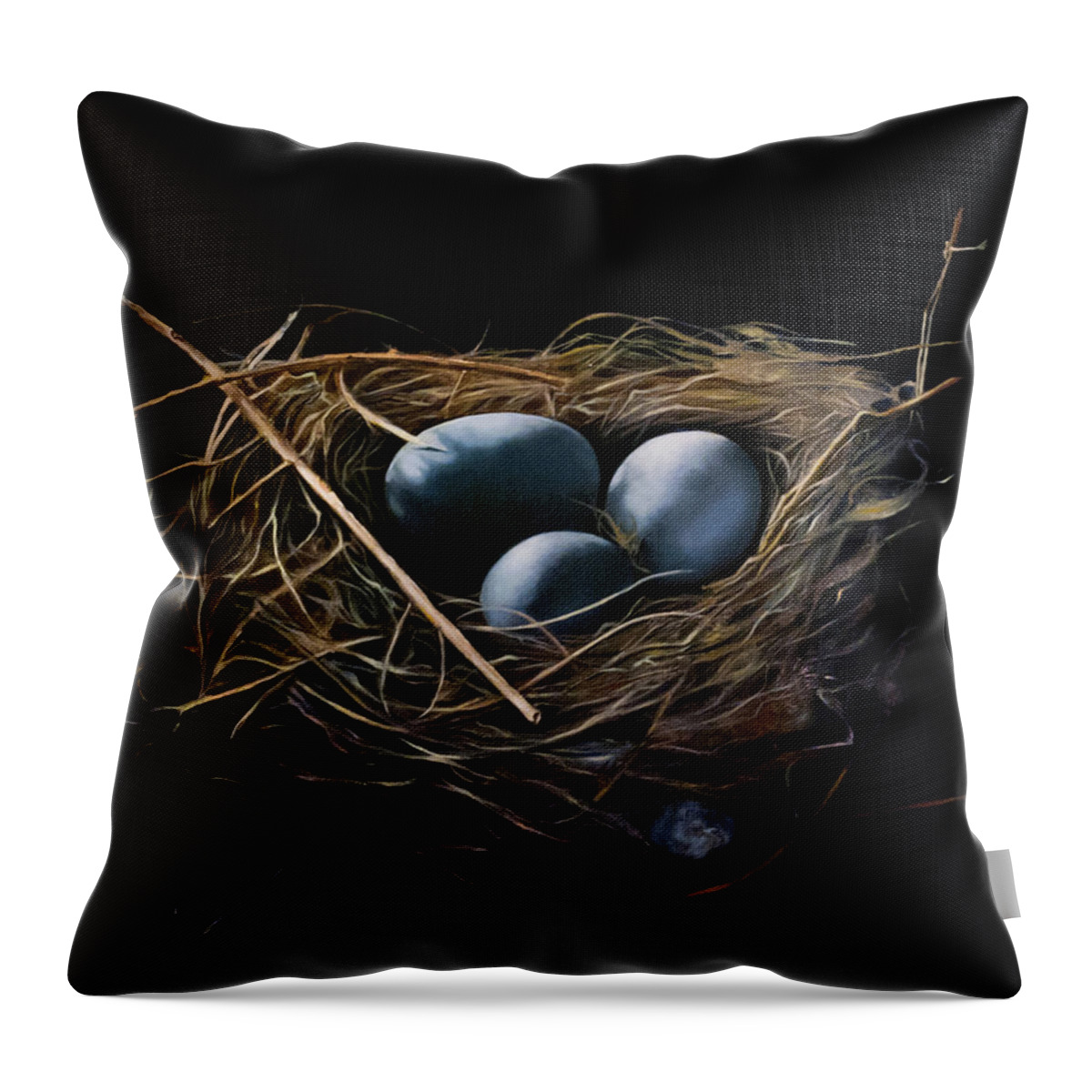 Bird Eggs Throw Pillow featuring the painting Home by Anthony Enyedy