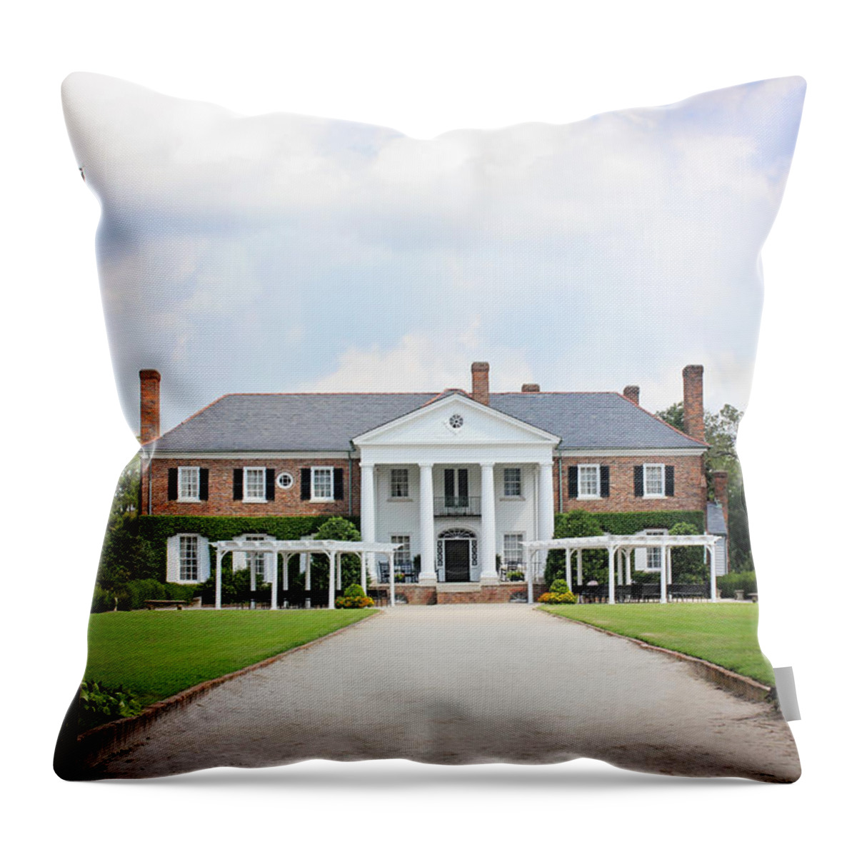 Mansion Throw Pillow featuring the photograph Home At Boone Hall by Sharon McConnell