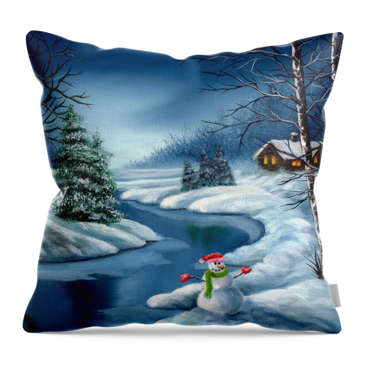 Holidays Throw Pillow featuring the painting Home for the Holidays by Daniel Carvalho
