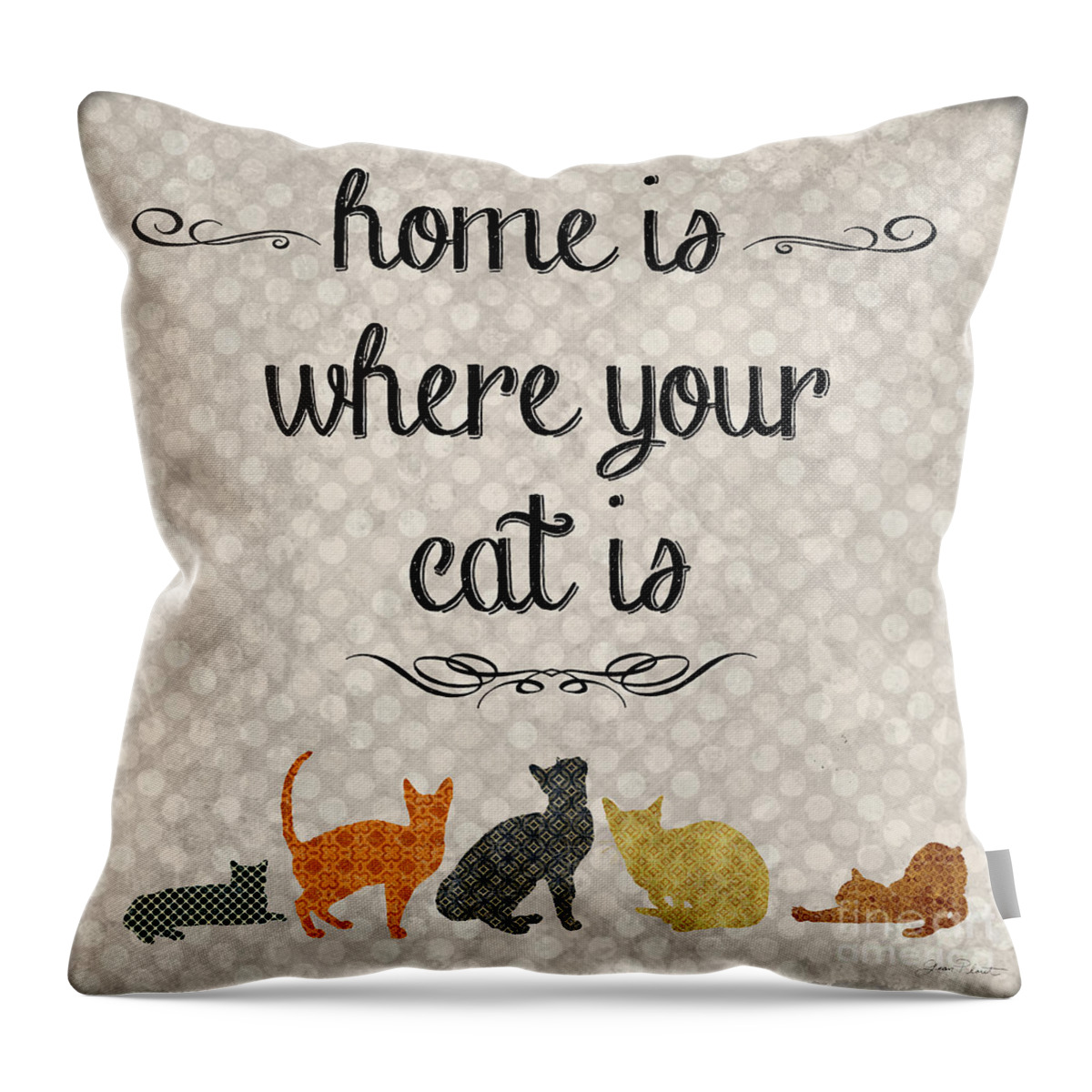 Wall Art Throw Pillow featuring the painting Home Is Where Your Cat Is-JP3040 by Jean Plout
