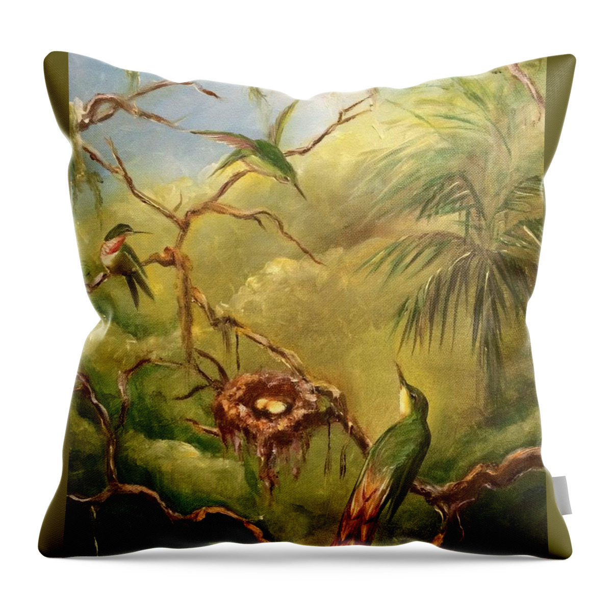 Hummingbird Throw Pillow featuring the painting Home by Sandra Dee
