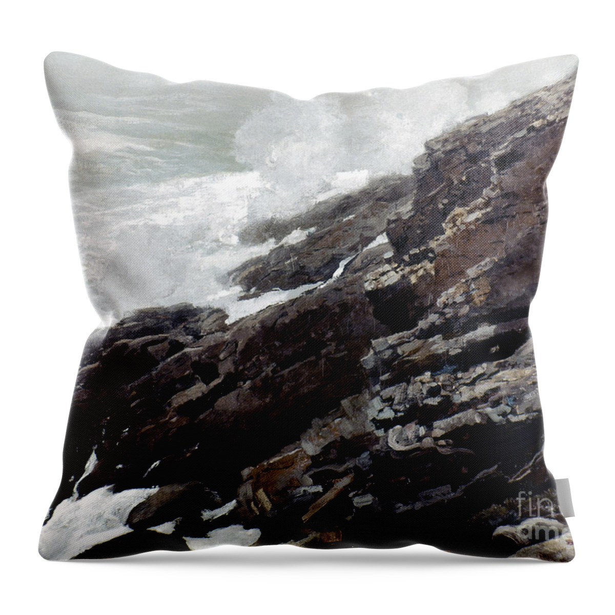 19th Century Throw Pillow featuring the painting High Cliff, 1894 by Winslow Homer