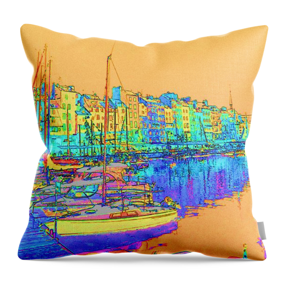 Honfleur Throw Pillow featuring the photograph Honfleur On The Seine by Ann Johndro-Collins