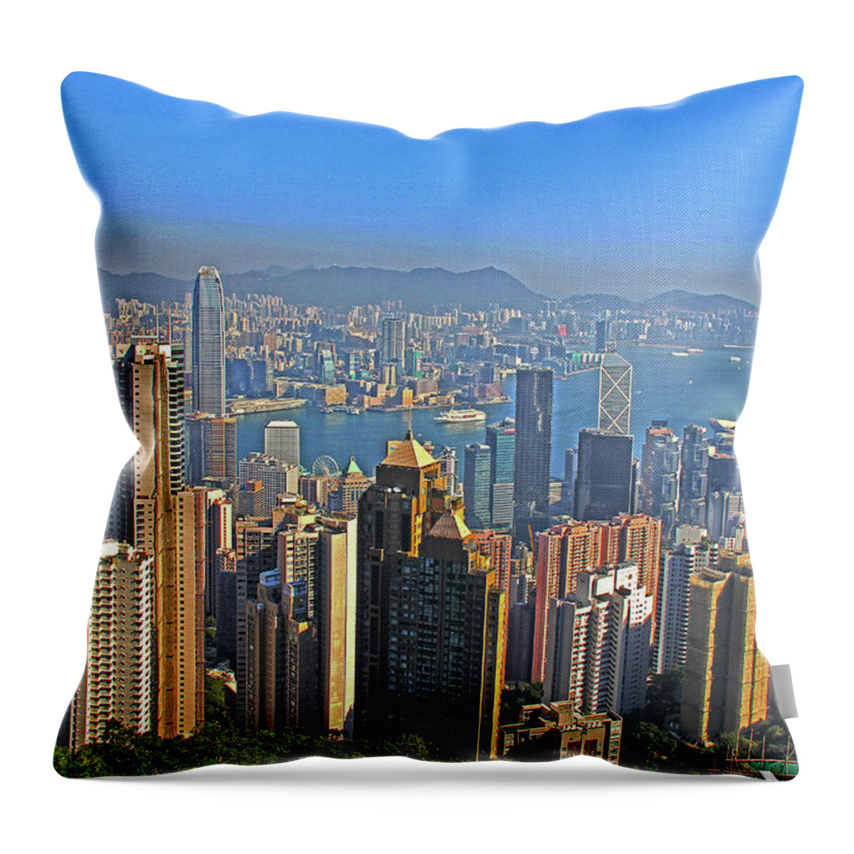 Hong Kong Throw Pillow featuring the photograph Hong Kong, China - Harbor View by Richard Krebs