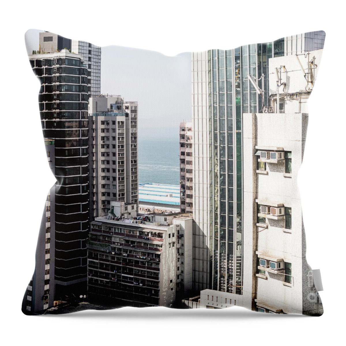 High Angle View Throw Pillow featuring the photograph Hong Kong by Didier Marti