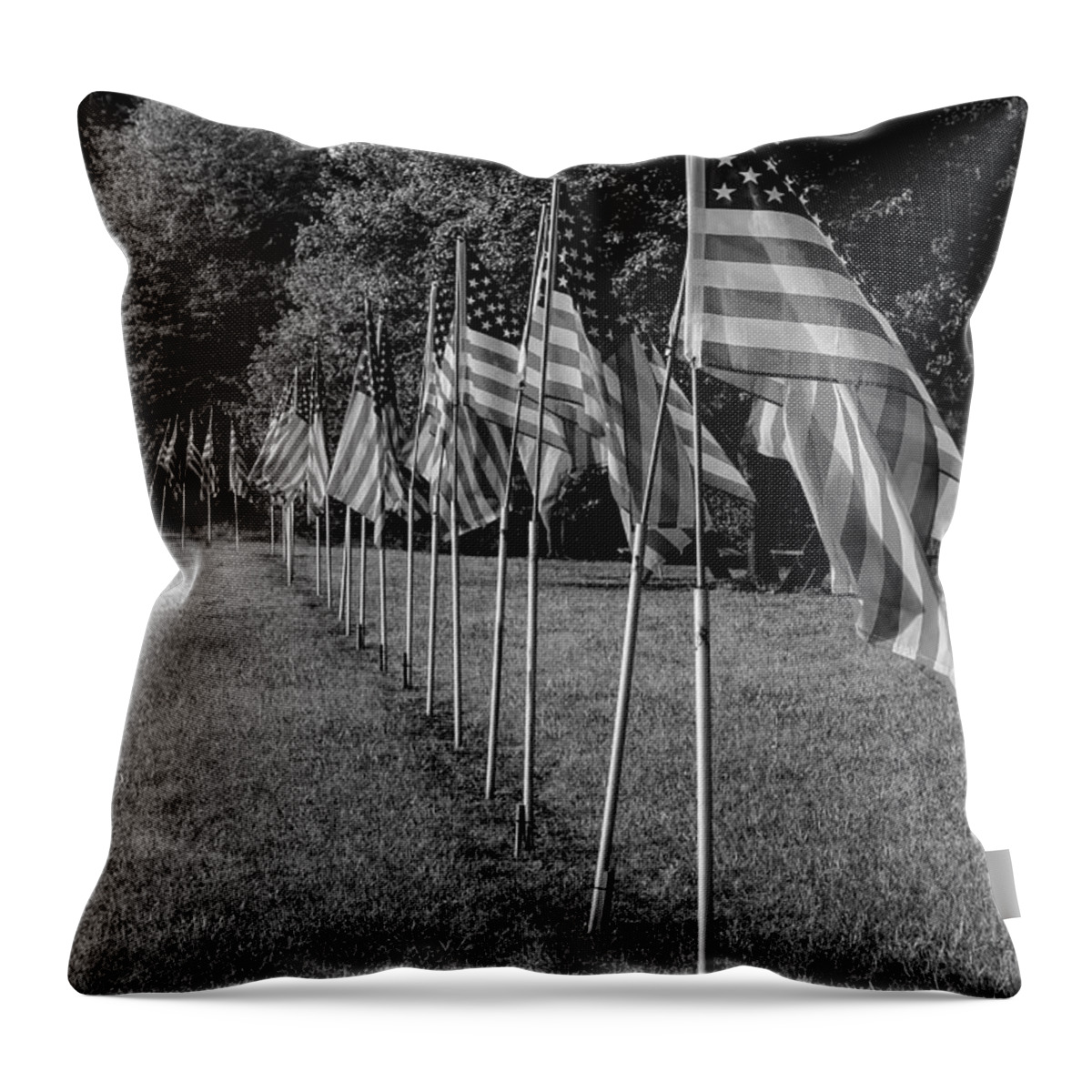 American Throw Pillow featuring the photograph Honoring Service Men in Black and White by Ester McGuire